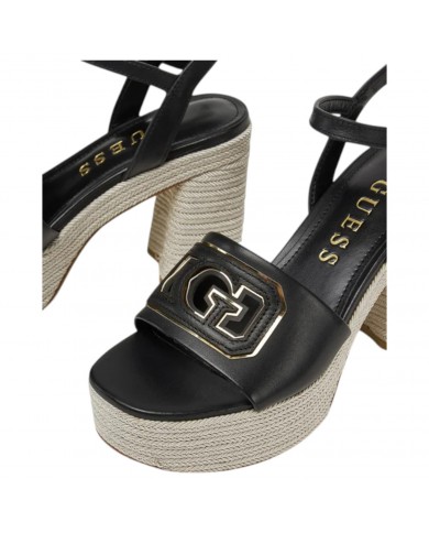 Sandalo Donna Guess Formal G Logo Tacco 12 cm Leather Black
