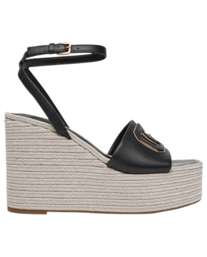 Sandalo Donna Guess Zeppa Tanvee G Logo Tacco 12 cm Leather Black