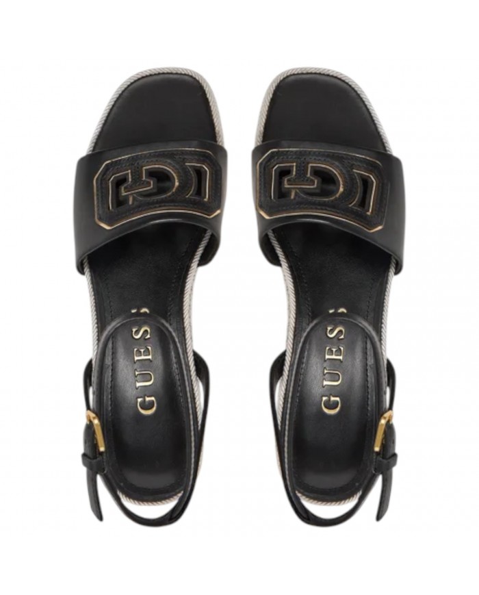 Sandalo Donna Guess Zeppa Tanvee G Logo Tacco 12 cm Leather Black