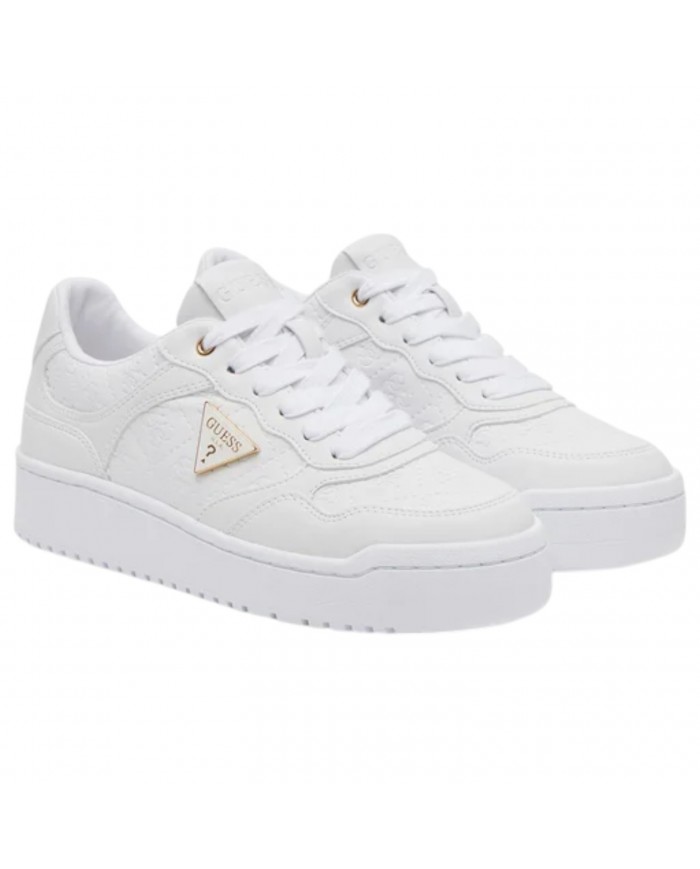 Sneaker Donna Guess Miriam 4G Logo Leather White