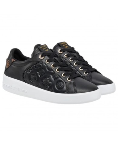 Sneaker Donna Guess Ronii 4G Peony Logo Leather Black Brown