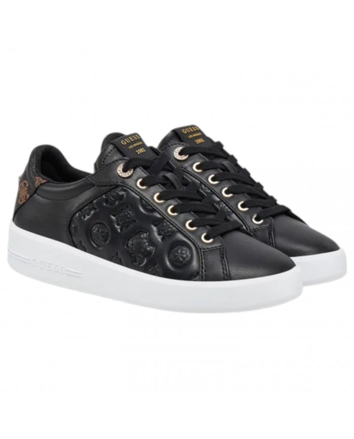 Sneaker Donna Guess Ronii 4G Peony Logo Leather Black Brown