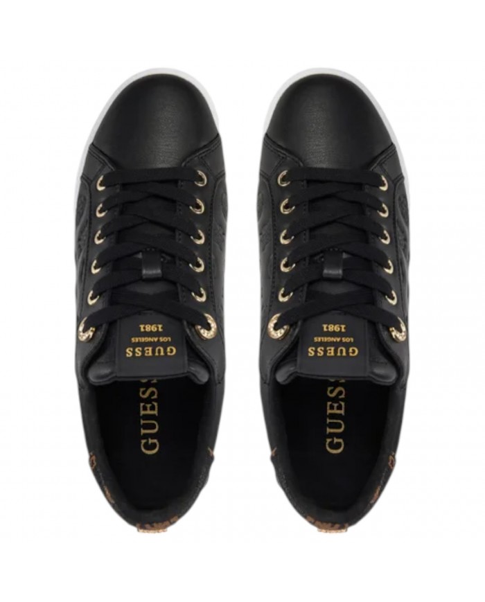 Sneaker Donna Guess Ronii 4G Peony Logo Leather Black Brown