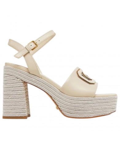 Sandalo Donna Guess Formal G Logo Tacco 12 cm Leather Cream