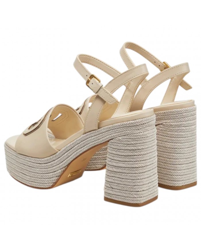 Sandalo Donna Guess Formal G Logo Tacco 12 cm Leather Cream