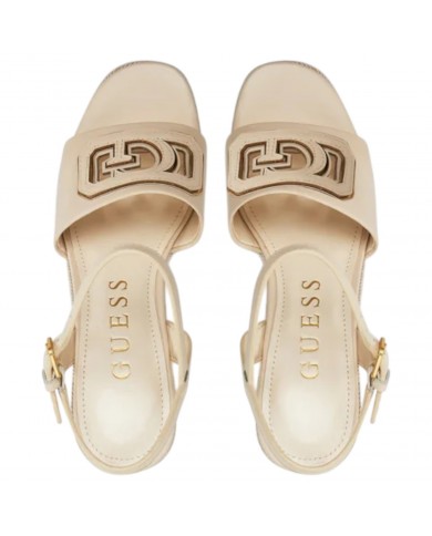 Sandalo Donna Guess Formal G Logo Tacco 12 cm Leather Cream