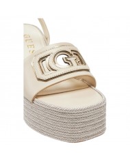 Sandalo Donna Guess Zeppa Tanvee G Logo Tacco 12 cm Leather Cream