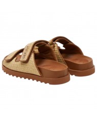 Sandalo Donna Guess Ciabatta Fadelize Guess Logo Doppio Strap Rafia Leather Tan