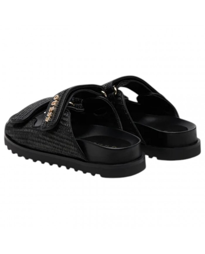 Sandalo Donna Guess Ciabatta Fadelize Guess Logo Doppio Strap Rafia Leather Black