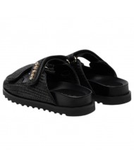 Sandalo Donna Guess Ciabatta Fadelize Guess Logo Doppio Strap Rafia Leather Black