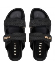 Sandalo Donna Guess Ciabatta Fadelize Guess Logo Doppio Strap Rafia Leather Black