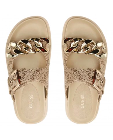 Sandalo Donna Guess Ciabatta Fatema 4G Logo Beige