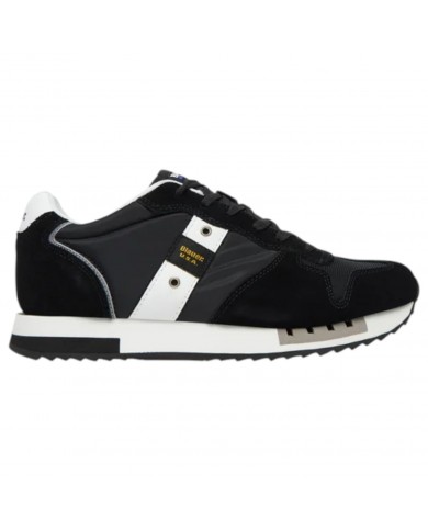 Sneakers Uomo Blauer Queens 01 Mesh Suede Black White