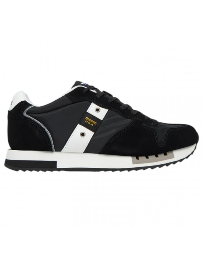 Sneakers Uomo Blauer Queens 01 Mesh Suede Black White