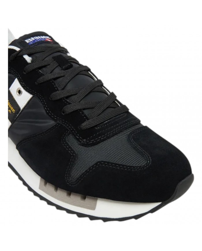 Sneakers Uomo Blauer Queens 01 Mesh Suede Black White