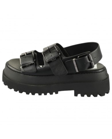 Sandalo Buffalo Donna Pluto Ari Plateau Vegan Leather Black