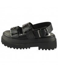 Sandalo Buffalo Donna Pluto Ari Plateau Vegan Leather Black