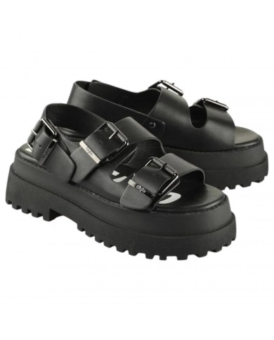 Sandalo Buffalo Donna Pluto Ari Plateau Vegan Leather Black