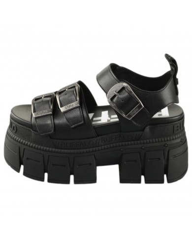 Sandalo Buffalo Donna Gospher Sandal Plateau Vegan Leather Black