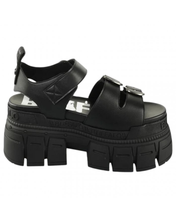 Sandalo Buffalo Donna Gospher Sandal Plateau Vegan Leather Black
