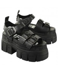 Sandalo Buffalo Donna Gospher Sandal Plateau Vegan Leather Black