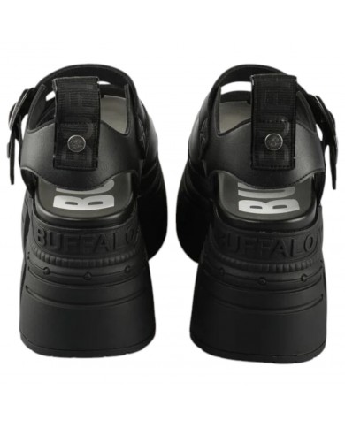 Sandalo Buffalo Donna Gospher Sandal Plateau Vegan Leather Black