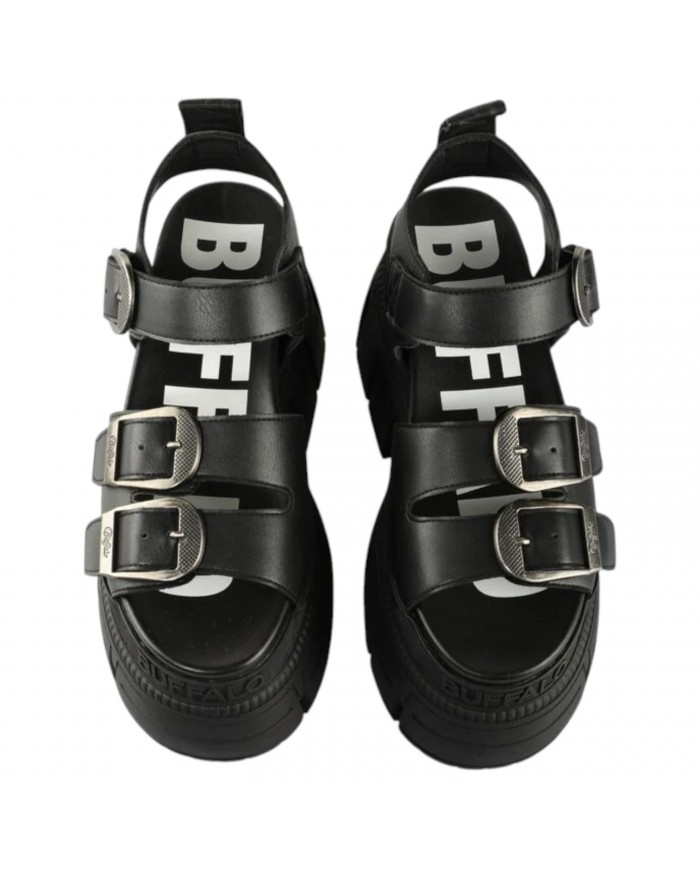 Sandalo Buffalo Donna Gospher Sandal Plateau Vegan Leather Black