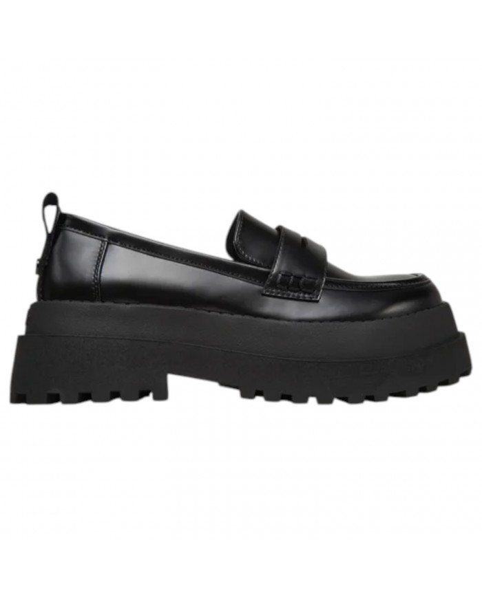 Mocassino Buffalo Donna Pluto Loafer Platform Vegan Leather Black