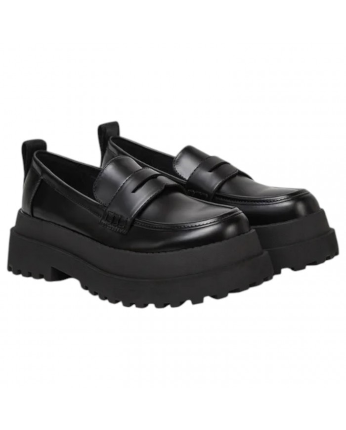 Mocassino Buffalo Donna Pluto Loafer Platform Vegan Leather Black
