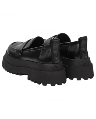 Mocassino Buffalo Donna Pluto Loafer Platform Vegan Leather Black