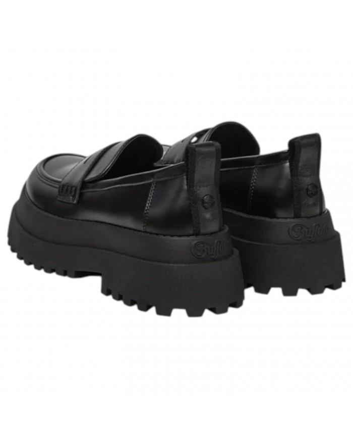 Mocassino Buffalo Donna Pluto Loafer Platform Vegan Leather Black