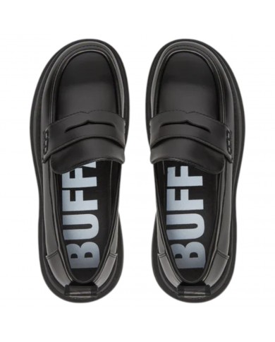Mocassino Buffalo Donna Pluto Loafer Platform Vegan Leather Black