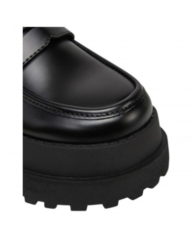 Mocassino Buffalo Donna Pluto Loafer Platform Vegan Leather Black