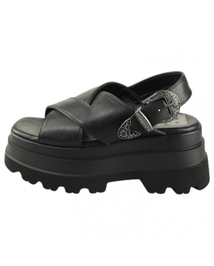Sandalo Buffalo Donna Jupiter Cross West Platform Vegan Leather Black