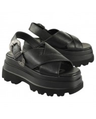 Sandalo Buffalo Donna Jupiter Cross West Platform Vegan Leather Black