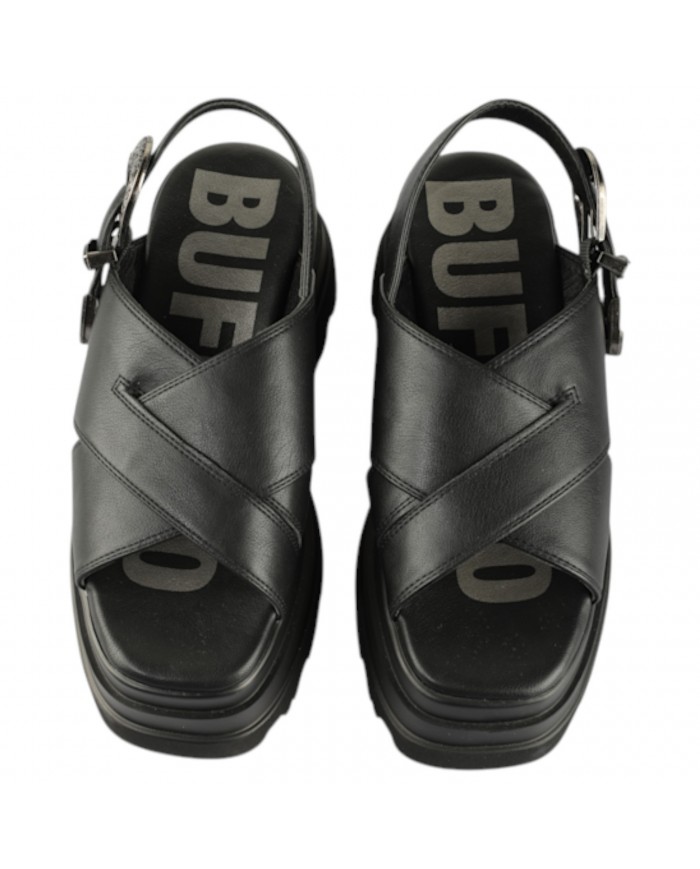 Sandalo Buffalo Donna Jupiter Cross West Platform Vegan Leather Black