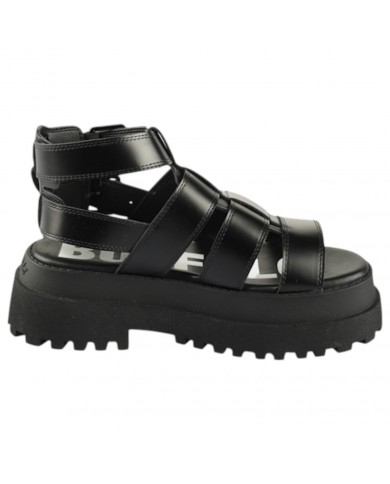 Sandalo Buffalo Donna Pluto Gld Platform Vegan Leather Black