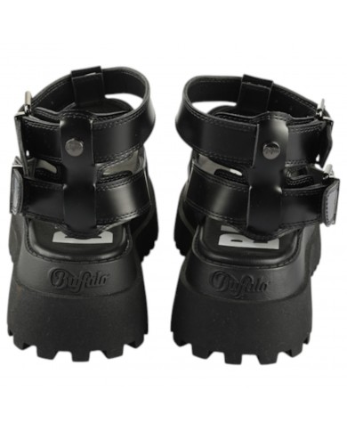 Sandalo Buffalo Donna Pluto Gld Platform Vegan Leather Black