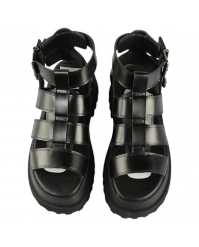 Sandalo Buffalo Donna Pluto Gld Platform Vegan Leather Black