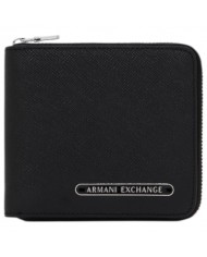 Portafoglio Armani Exchange Uomo Con Zip Saffiano Leather Black