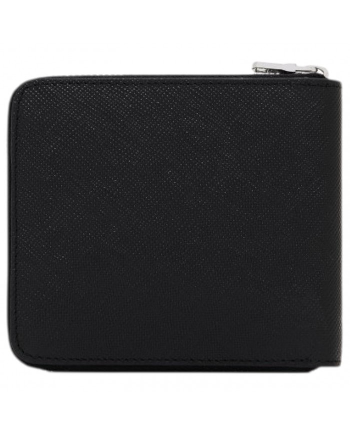 Portafoglio Armani Exchange Uomo Con Zip Saffiano Leather Black