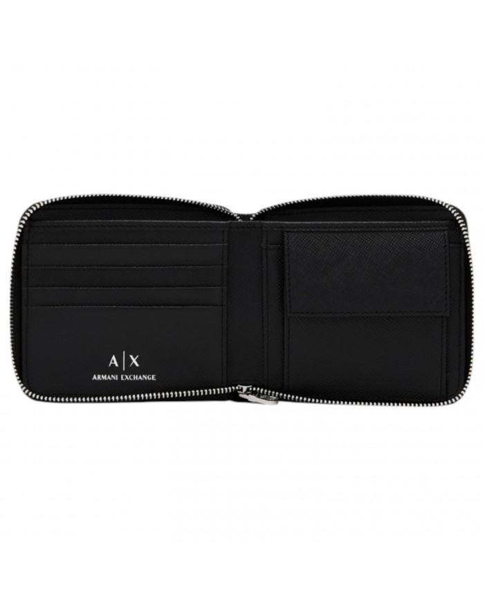 Portafoglio Armani Exchange Uomo Con Zip Saffiano Leather Black