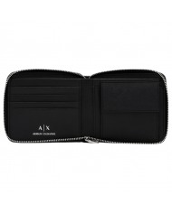 Portafoglio Armani Exchange Uomo Con Zip Saffiano Leather Black