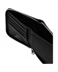 Portafoglio Armani Exchange Uomo Con Zip Saffiano Leather Black