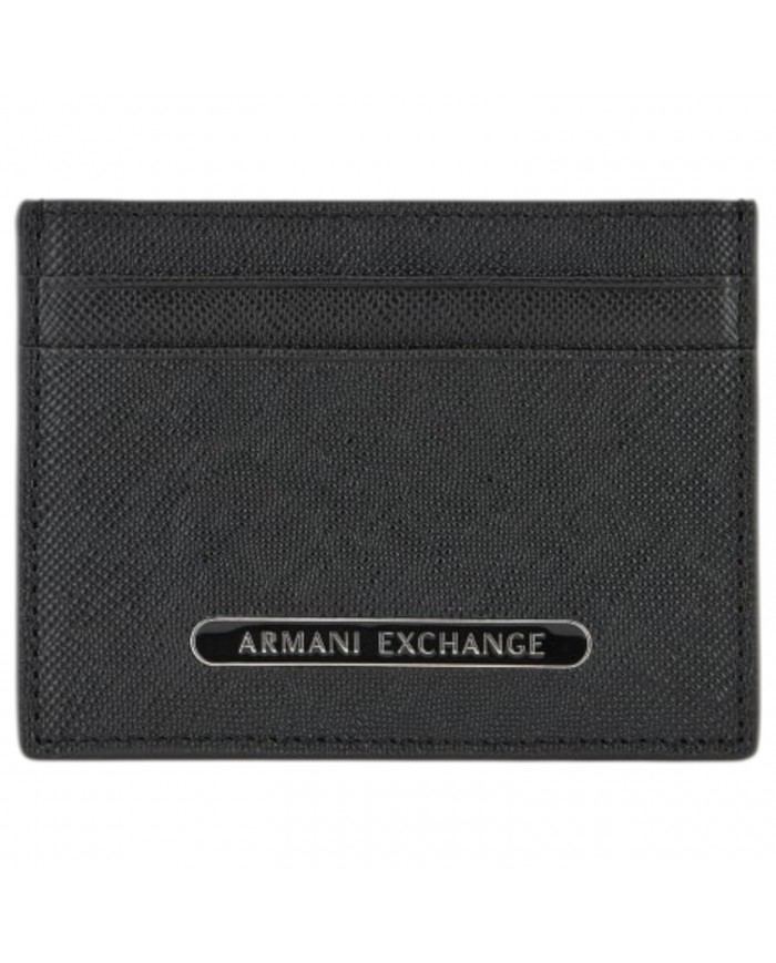 Portacarte Armani Exchange Uomo Line Logo Saffiano Leather Black