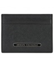 Portacarte Armani Exchange Uomo Line Logo Saffiano Leather Black