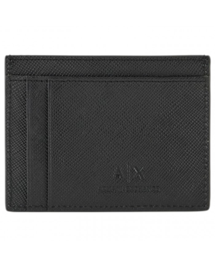 Portacarte Armani Exchange Uomo Line Logo Saffiano Leather Black