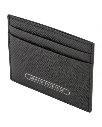 Portacarte Armani Exchange Uomo Line Logo Saffiano Leather Black
