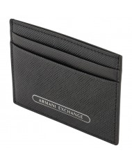 Portacarte Armani Exchange Uomo Line Logo Saffiano Leather Black