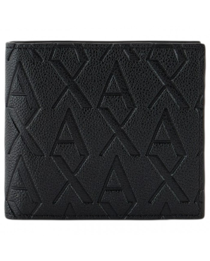 Portafoglio Armani Exchange Uomo Monogram Logo Leather Black
